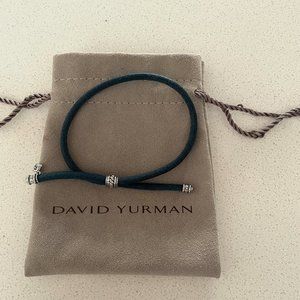 David Yurman Adjustable  Navy Blue Leather Bracelet